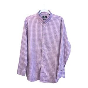 Psycho Bunny Purple/White Plaid Button Down Top Logo On Sleeve Modern Fit SE1